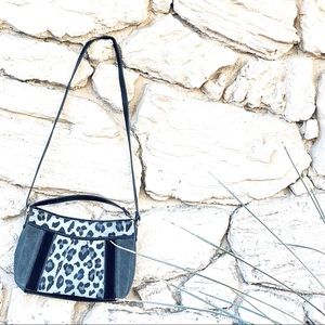 Tignanello spotted leopard genuine leather multi-use adjustable shoulder bag